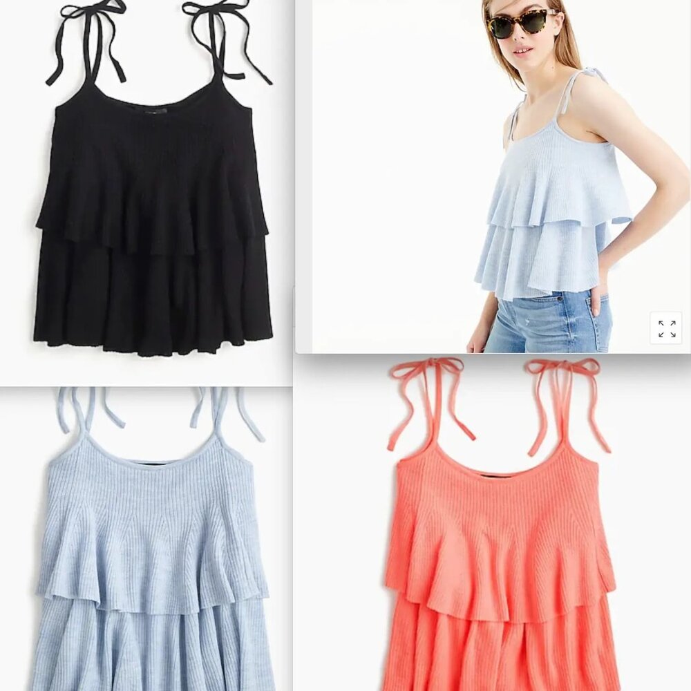 J Crew black top with ties at shoulder